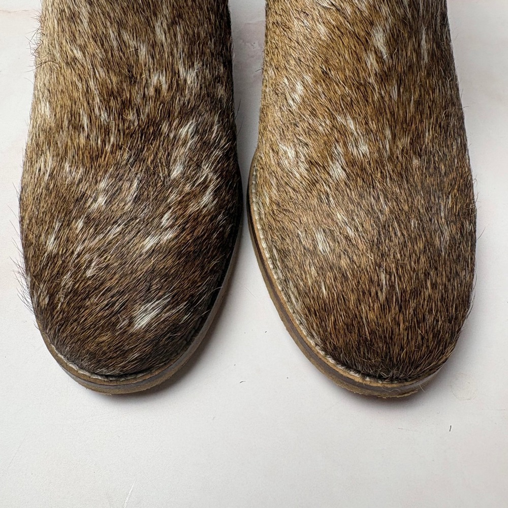 Myra Brown White Hair on‎ Hide Cowhide Ankle Boots US 6 Western Boho Brindle - Picture 2 of 7